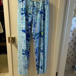 Lilly Pulitzer Blue and Green Patterned Palazzo Pants
